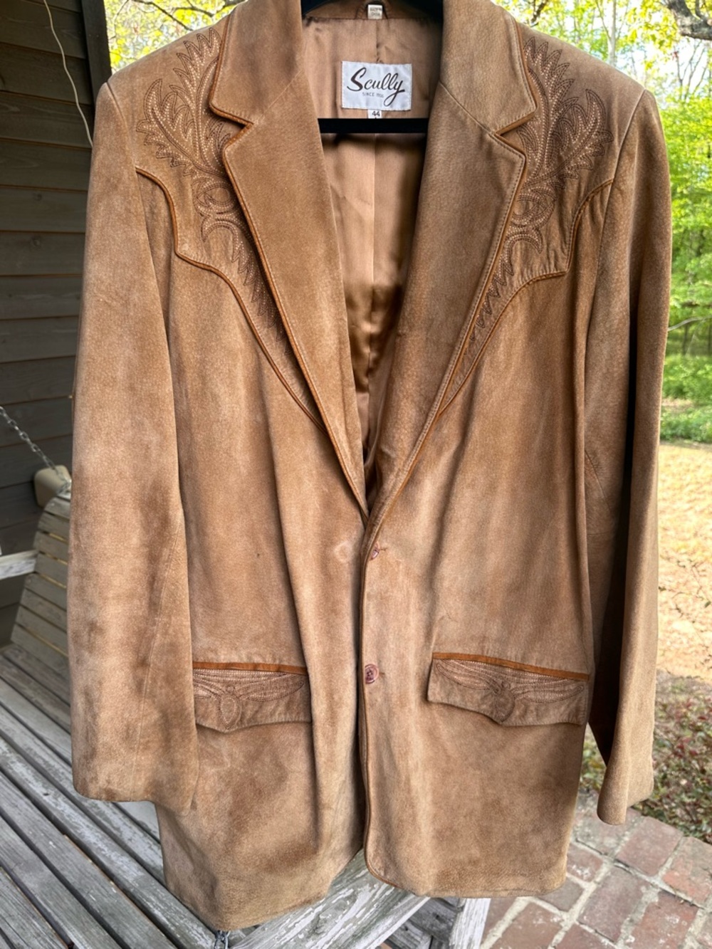 Scully Western Suede Leather Jacket Men’s 44L Tan Embroidered Cowboy Blazer Coat - Picture 2 of 16
